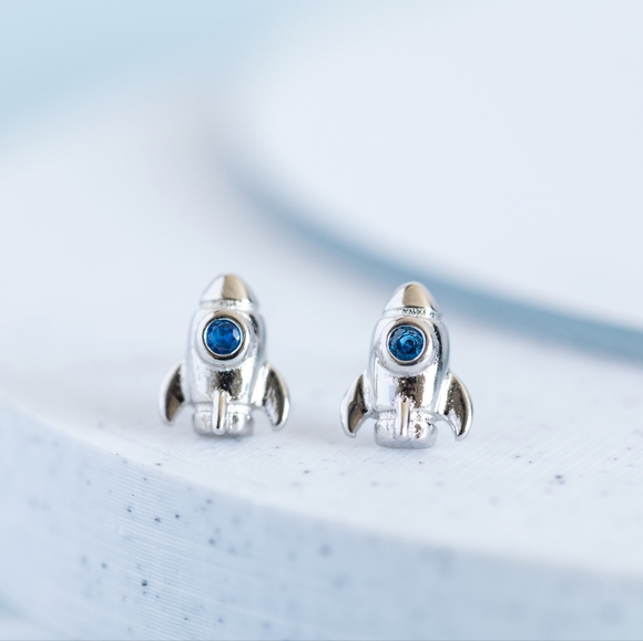 Silver Rocketship Studs (S925) - Only 1 left! - Picture 2 of 8